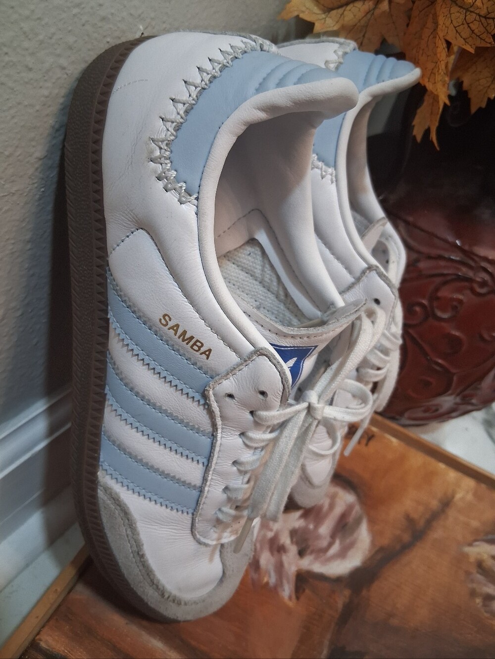 Adidas Samba White & Light Blue Sneakers - Picture 2 of 8